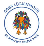 Logo der Schule, mit einem bunten Raben